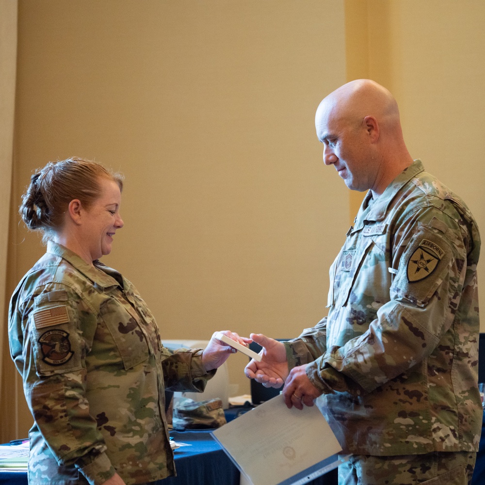 125 Air Expeditionary Squadron Commander Lt. Col. Deborah Garrett Presents Service Medals To Soldiers of the 125th AES