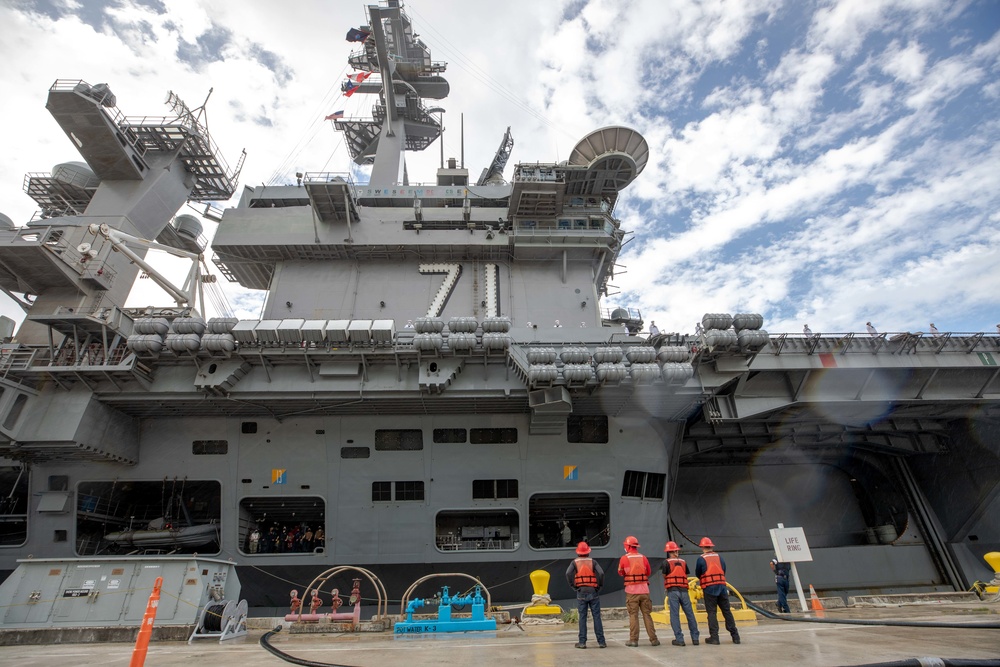 USS Theodore Roosevelt Departs Naval Base Guam