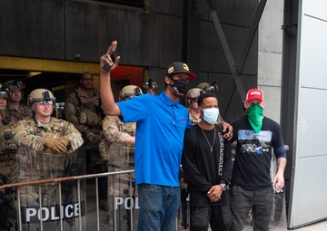 U.S. Airmen and Soldiers from the Georgia National Guard assist law enforcement agencies during Atlanta protests