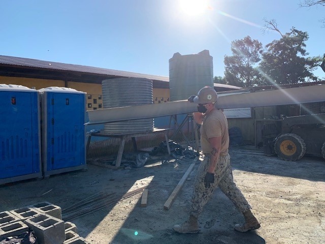 U.S. Navy Seabees with NMCB-5’s Detail Timor-Leste construct a two-room schoolhouse