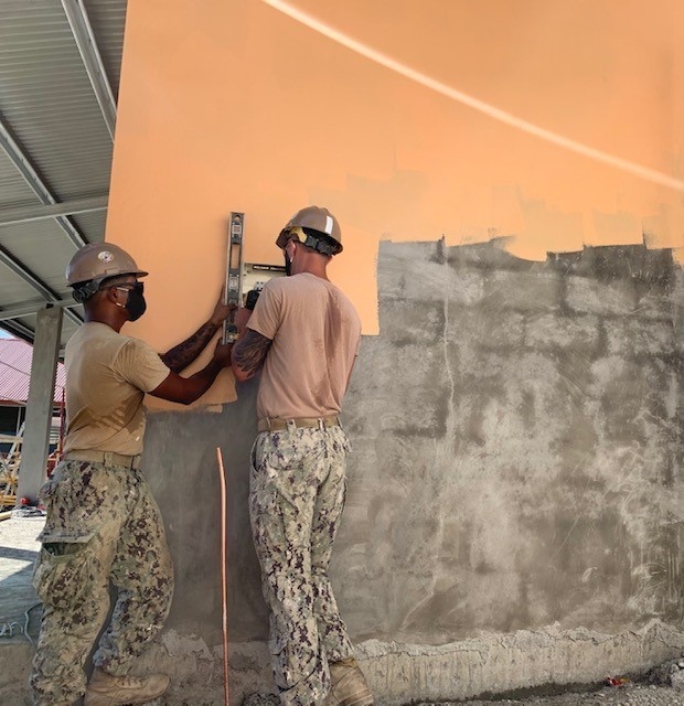 U.S. Navy Seabees with NMCB-5’s Detail Timor-Leste construct a two-room schoolhouse