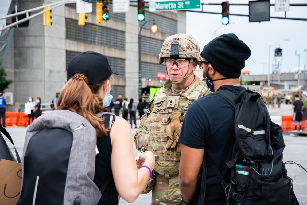 U.S. Airmen and Soldiers from the Georgia National Guard assists law enforcement agencies during protests in Atlanta