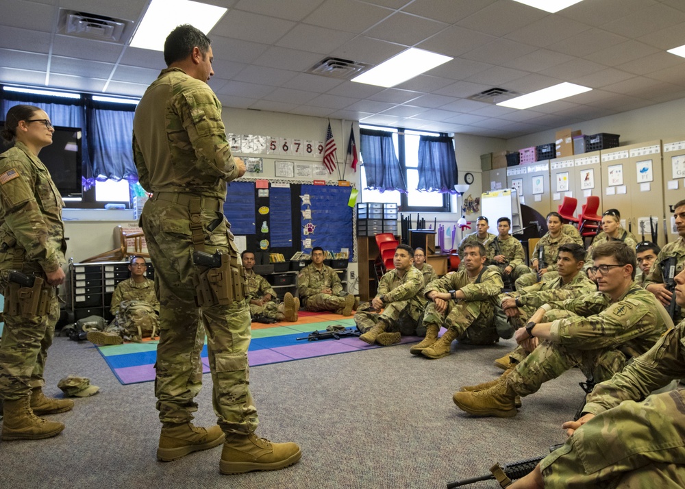 TXARNG Soldiers stand ready at the rally in Angelton, Texas