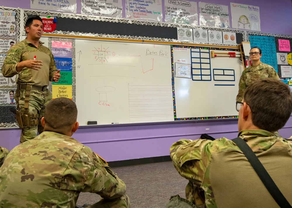 TXARNG Soldiers stand ready at the rally in Angelton, Texas