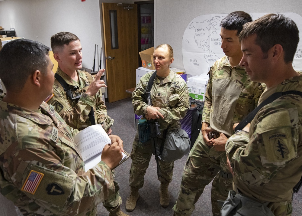 TXARNG Soldiers stand ready at the rally in Angelton, Texas