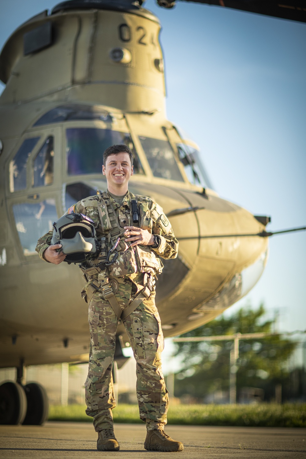 Spc. Robert Gjonaj-Donovic preparing for flight
