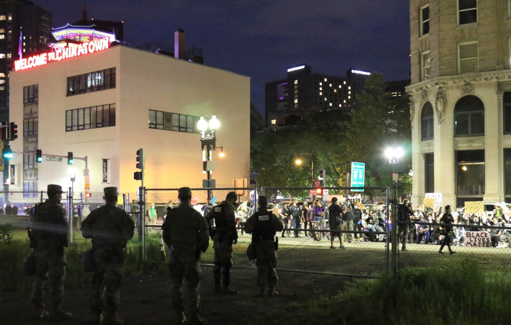 Soldiers and Airmen support Boston Police during protests