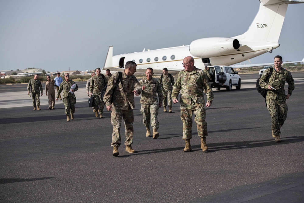U.S. Army Gen. Townsend, commander, AFRICOM, arrives at Camp Lemonnier, Djibouti.
