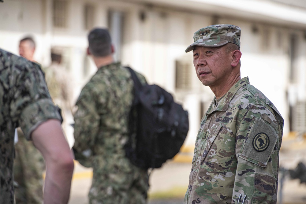 U.S. Army Gen. Townsend, commander, AFRICOM, arrives at Camp Lemonnier, Djibouti.