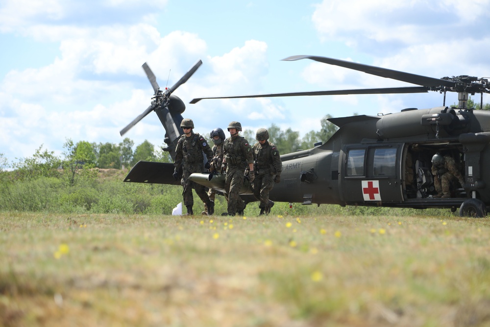 3rd CAB Soldiers conduct medical evacuation training with Polish Allies