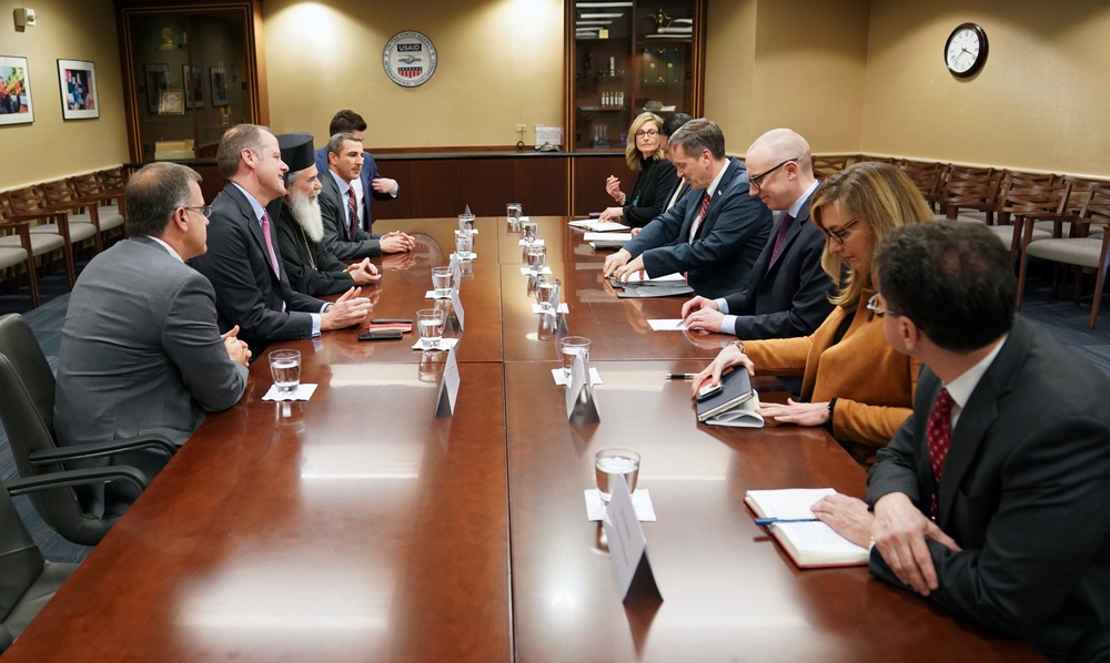 USAID Administrator Green met withTheophilos III, the Patriarch of Jerusalem