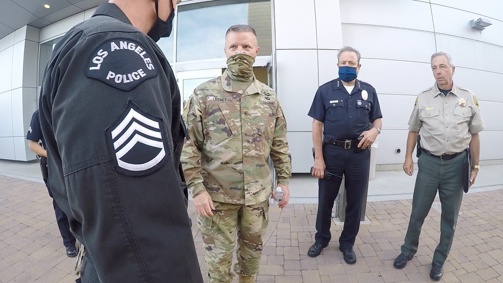 Cal Guard leaders interface with LAPD during civil unrest