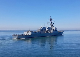 USS Kidd Departs San Diego