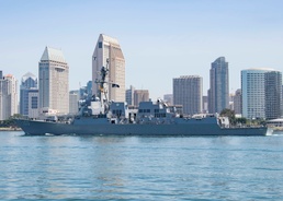 USS Kidd Departs San Diego