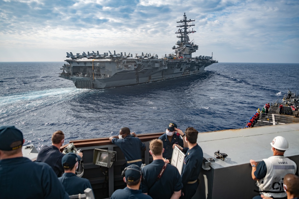 USS Barry Conducts Replenishment At Sea with USS Ronald Reagan