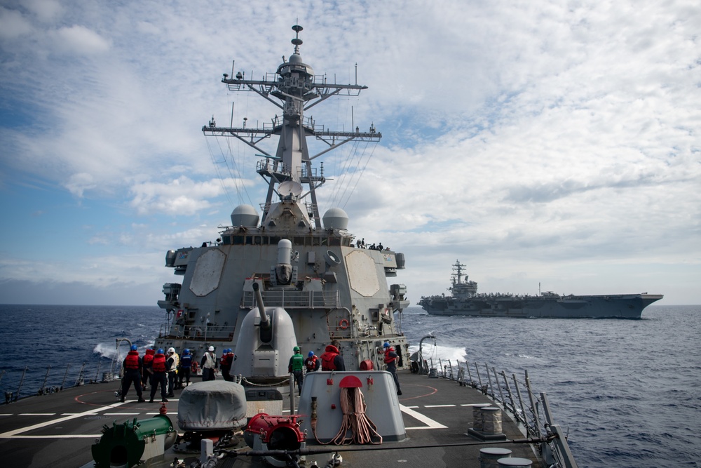 USS Barry Conducts Replenishment at Sea with USS Ronald Reagan