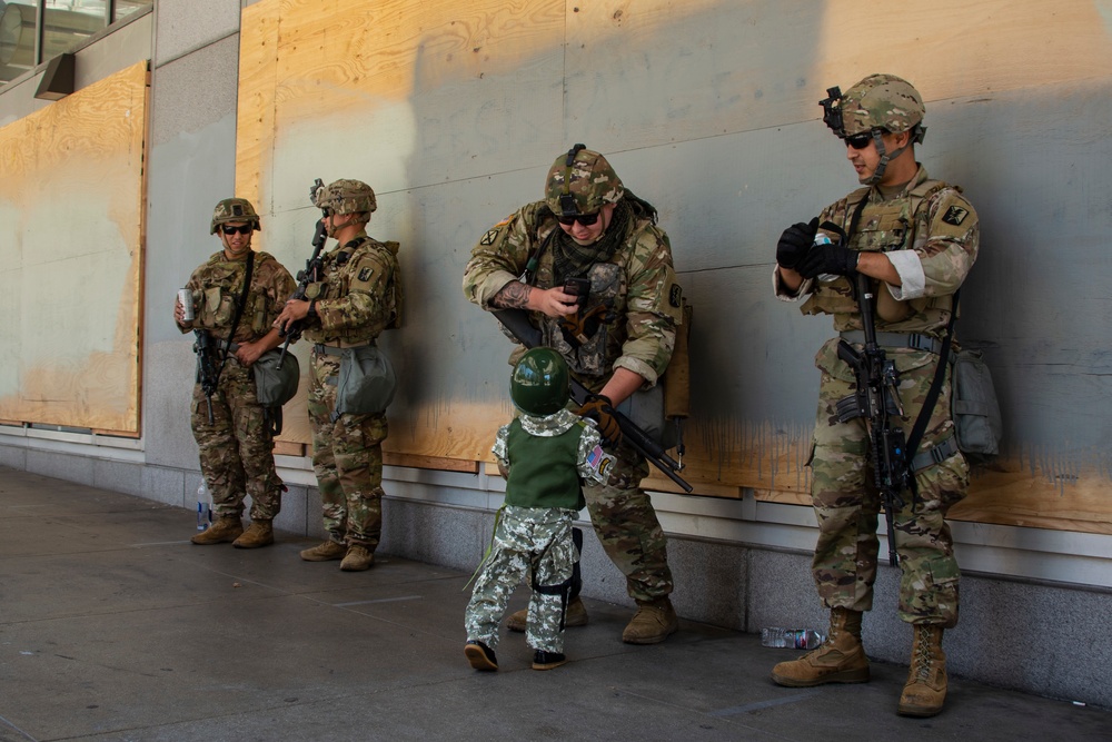 Youngster supports Cal Guard service members in Los Angeles