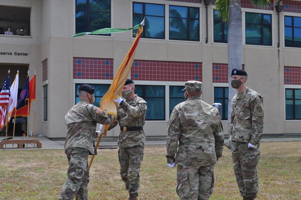 9th Mission Support Command, Theater Support Group Conducts Change of Command while complying to COVID-19 guidelines
