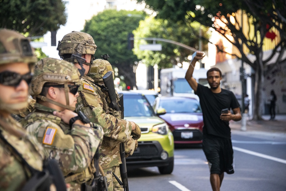 Cal Guard works peaceful protest in Los Angeles