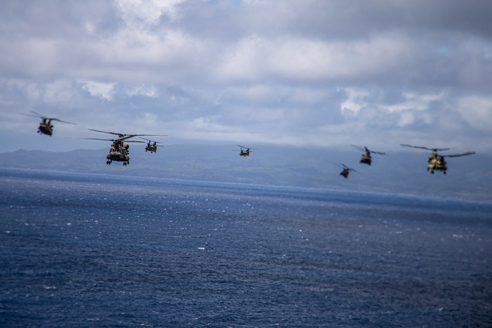 9x CH-47F Flight Around Hawaii Islands