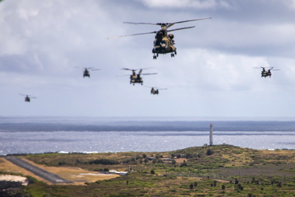 9x CH-47F Flight Around Hawaii Islands