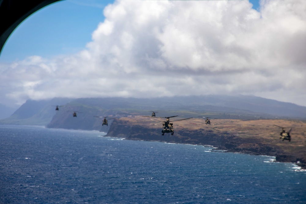 9x CH-47F Flight Around Hawaii Islands