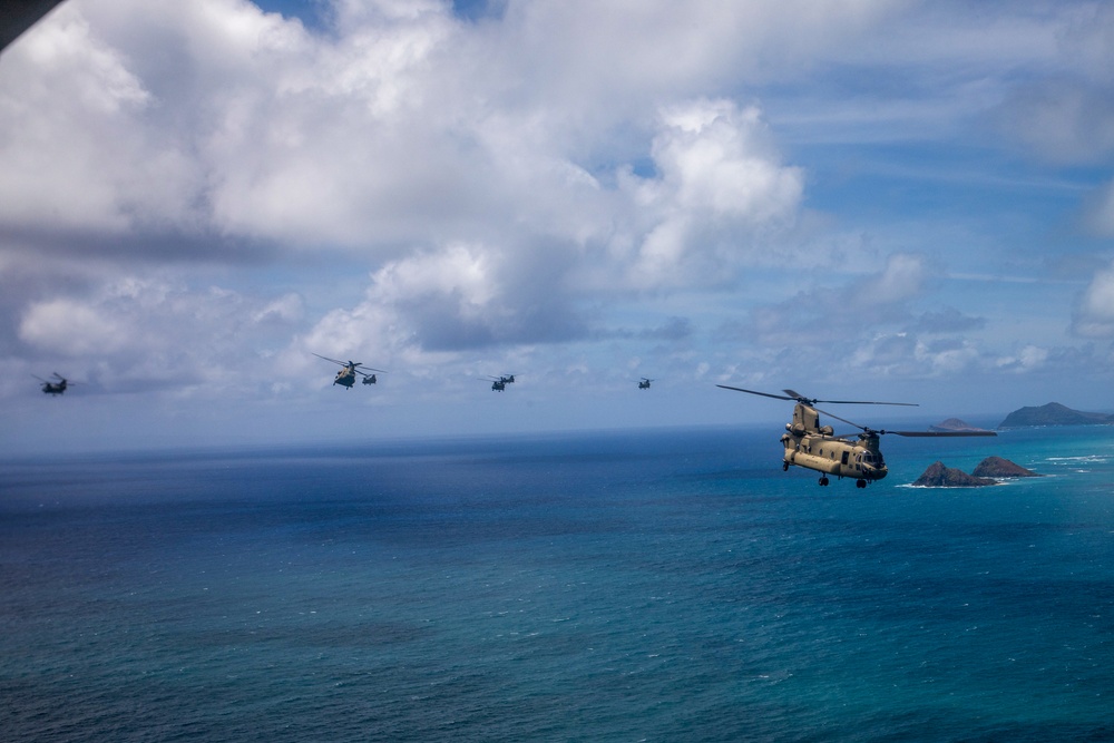 9x CH-47F Flight Around Hawaii Islands