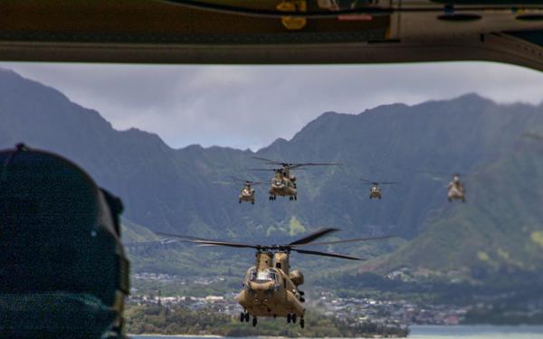 9x CH-47F Flight Around Hawaii Islands