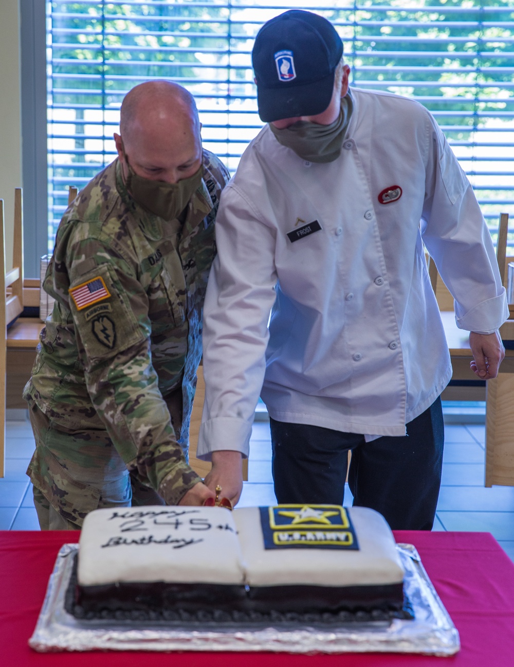 Soldiers cut Army's 245th birthday cake