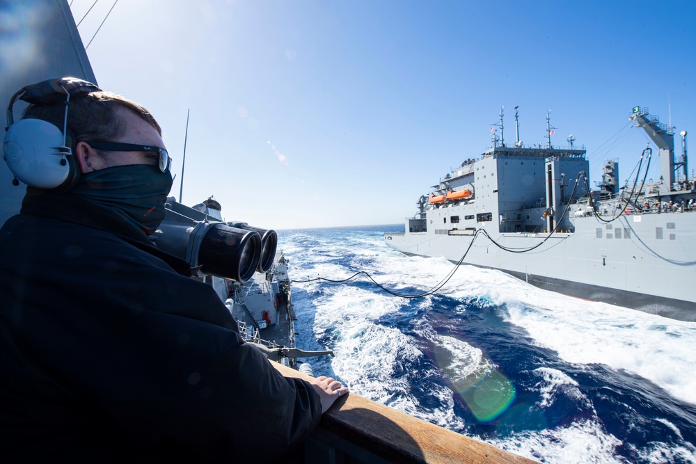 Sterett and Charles Drew Participate in a Replenishment-At-Sea