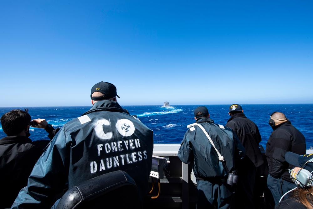 Sterett and Charles Drew Participate in a Replenishment-At-Sea