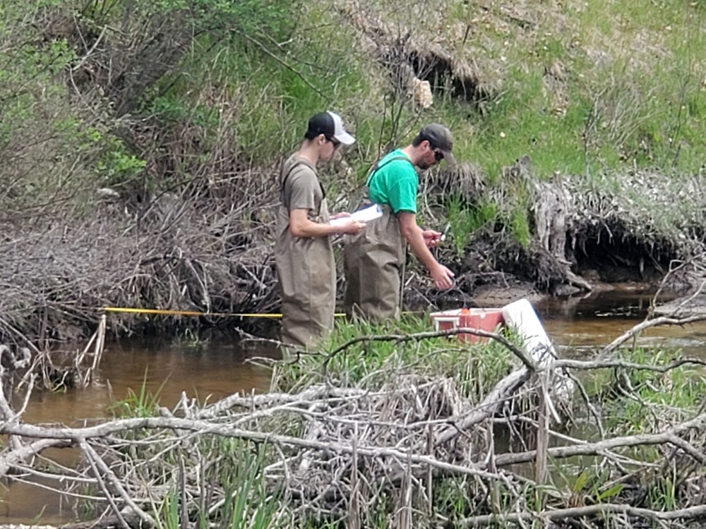Natural-resources personnel conduct tributary habitat surveys at Fort McCoy
