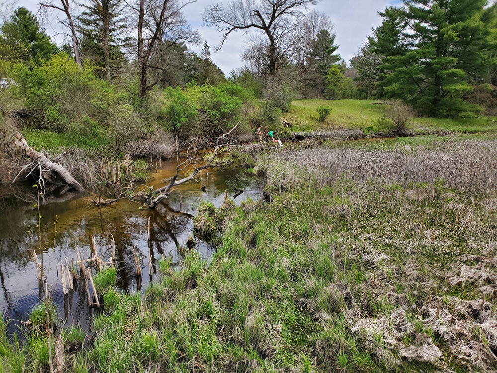 Natural-resources personnel conduct tributary habitat surveys at Fort McCoy