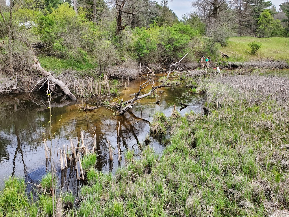 Natural-resources personnel conduct tributary habitat surveys at Fort McCoy