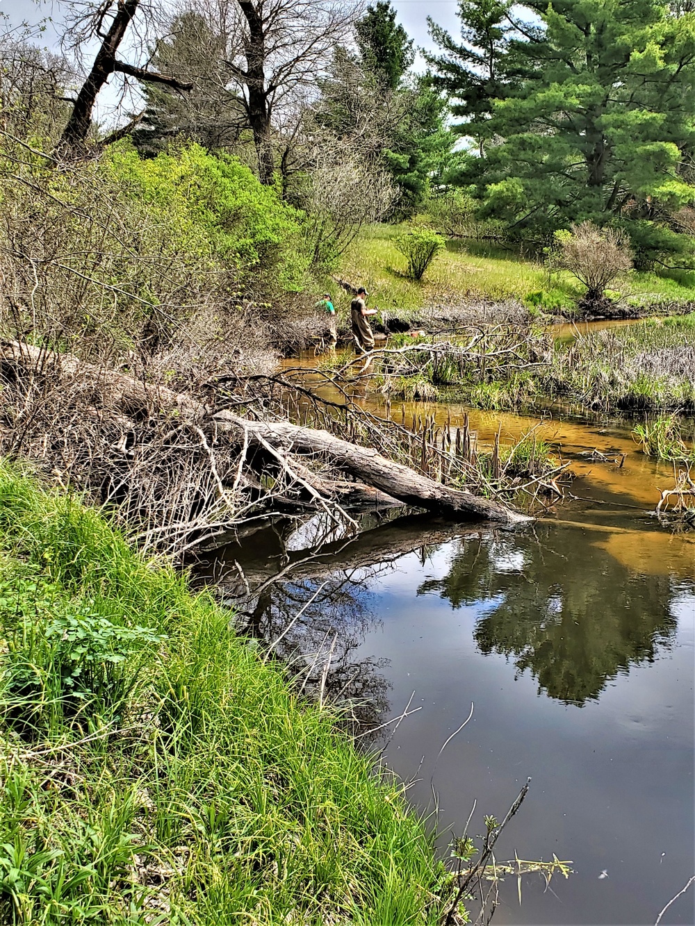 Natural-resources personnel conduct tributary habitat surveys at Fort McCoy