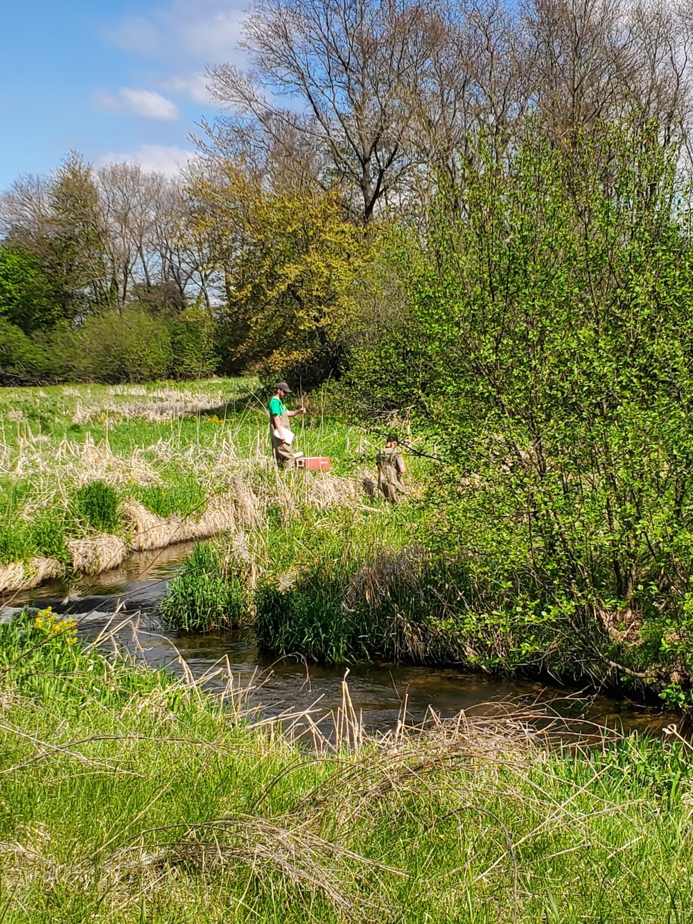 Natural-resources personnel conduct tributary habitat surveys at Fort McCoy