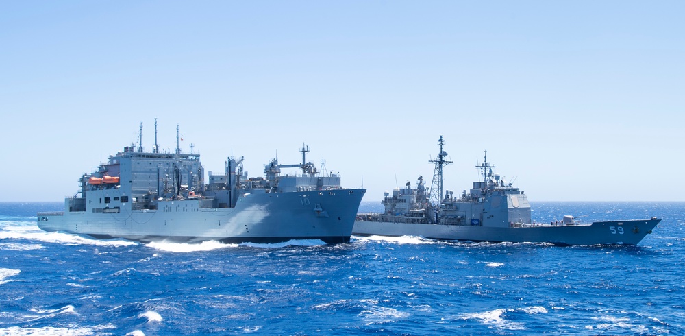 Princeton and Charles Drew Participate in a Replenishment-At-Sea