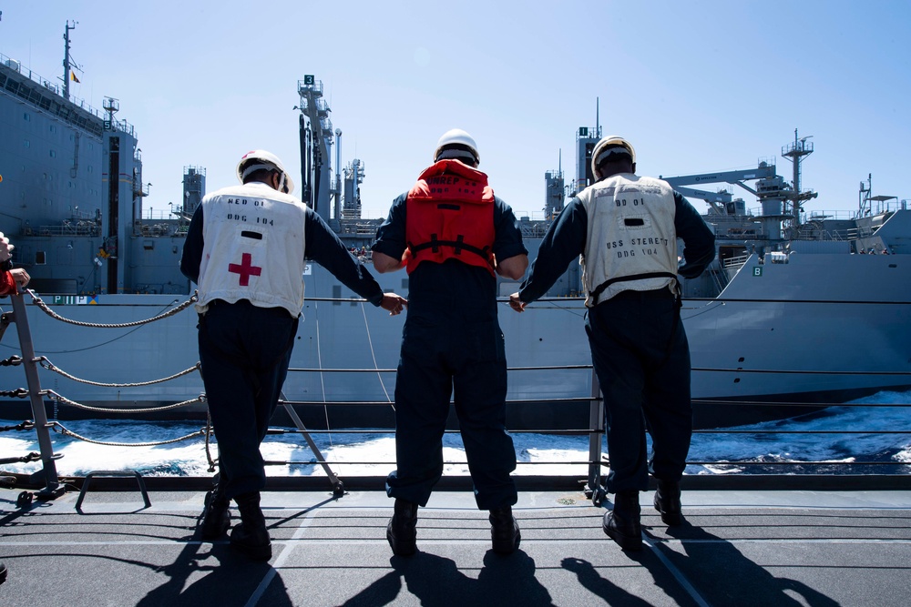 Sterett and Charles Drew Participate in a Replenishment-At-Sea