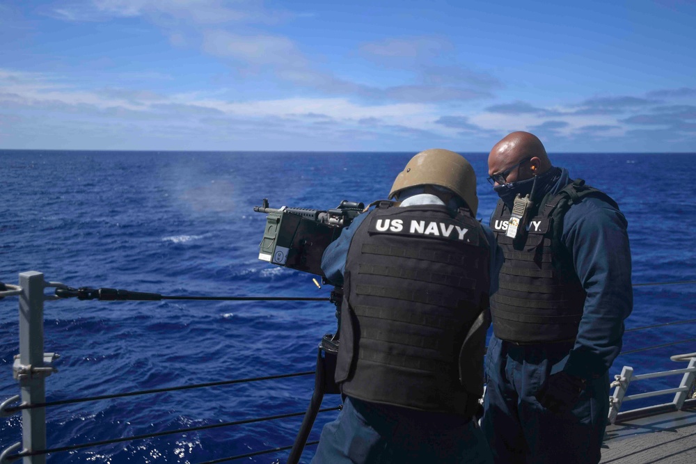 USS Ralph Johnson Conducts Crew Served Weapons Training