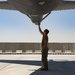 A U.S. Air Force KC-135 aircrew assigned to the 28th Expeditionary Air Refueling Squadron conducts an aerial refueling mission