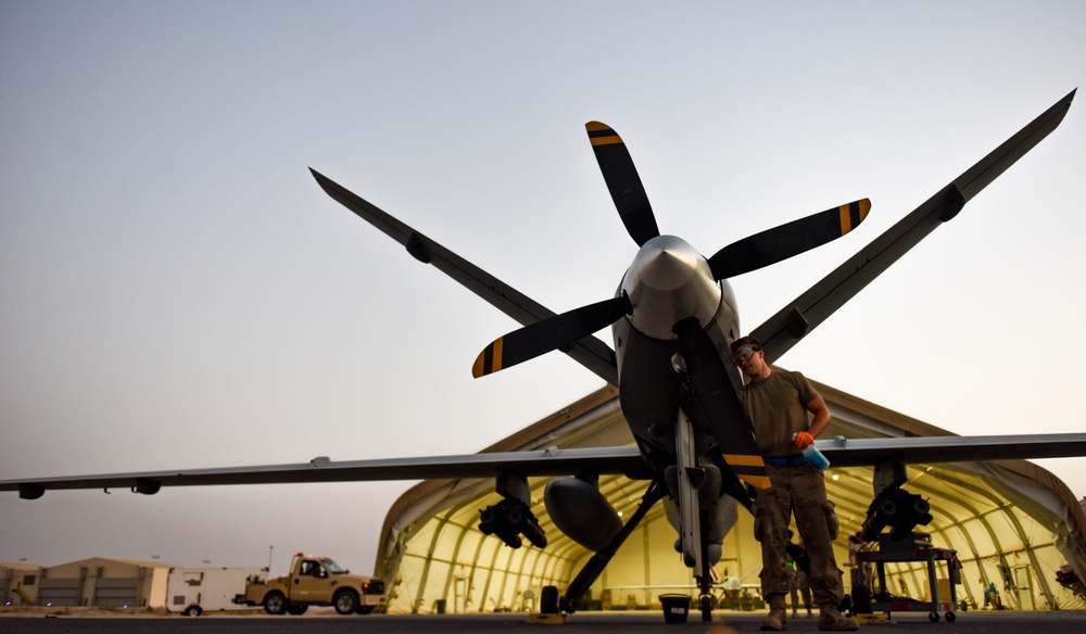 386th EAMXS Airmen maintain, launch and recover Reapers
