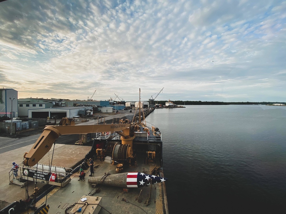 Coast Guard sets historic Francis Scott Key buoy on Patapsco river in Baltimore for 40th year