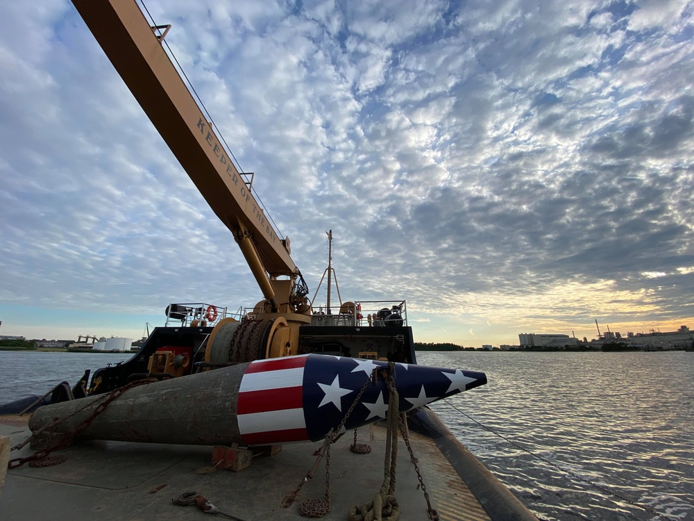 Coast Guard sets historic Francis Scott Key buoy on Patapsco river in Baltimore for 40th year