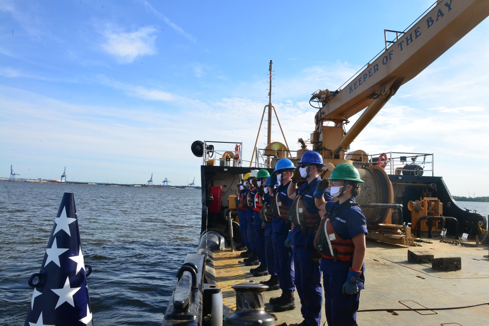 Coast Guard sets historic Francis Scott Key buoy on Patapsco river in Baltimore for 40th year