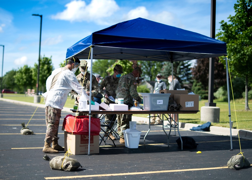 Michigan National Guard helping communities: Drive-Through Testing in Alma