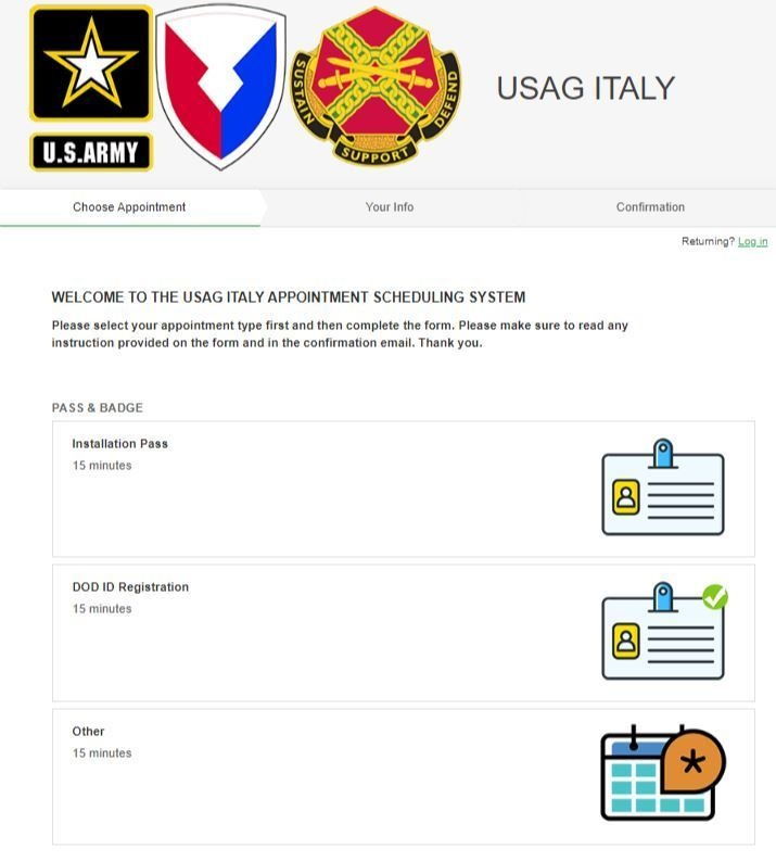 U.S. Army Garrison Italy launches new online appointment system
