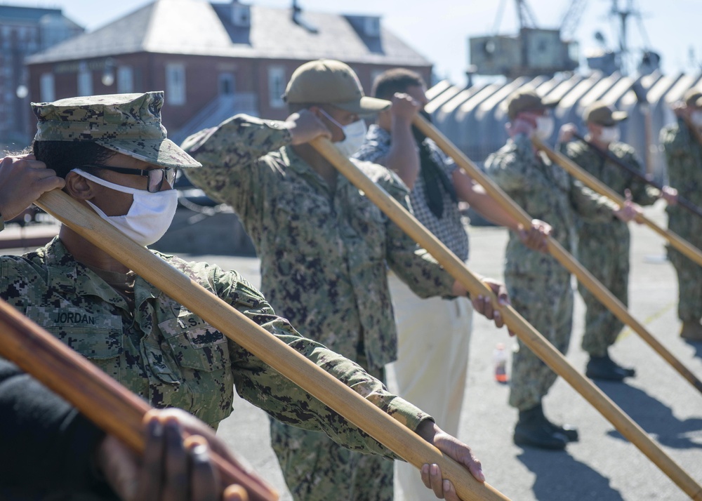 Sailors Assigned to USS Constitution Practice Pike Drills