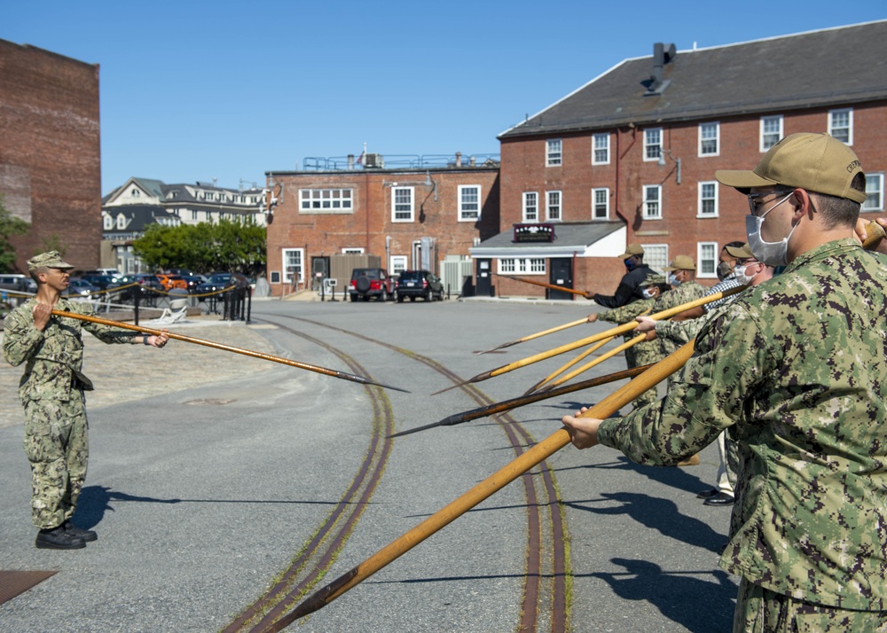 Sailors Assigned to USS Constitution Practice Pike Drills