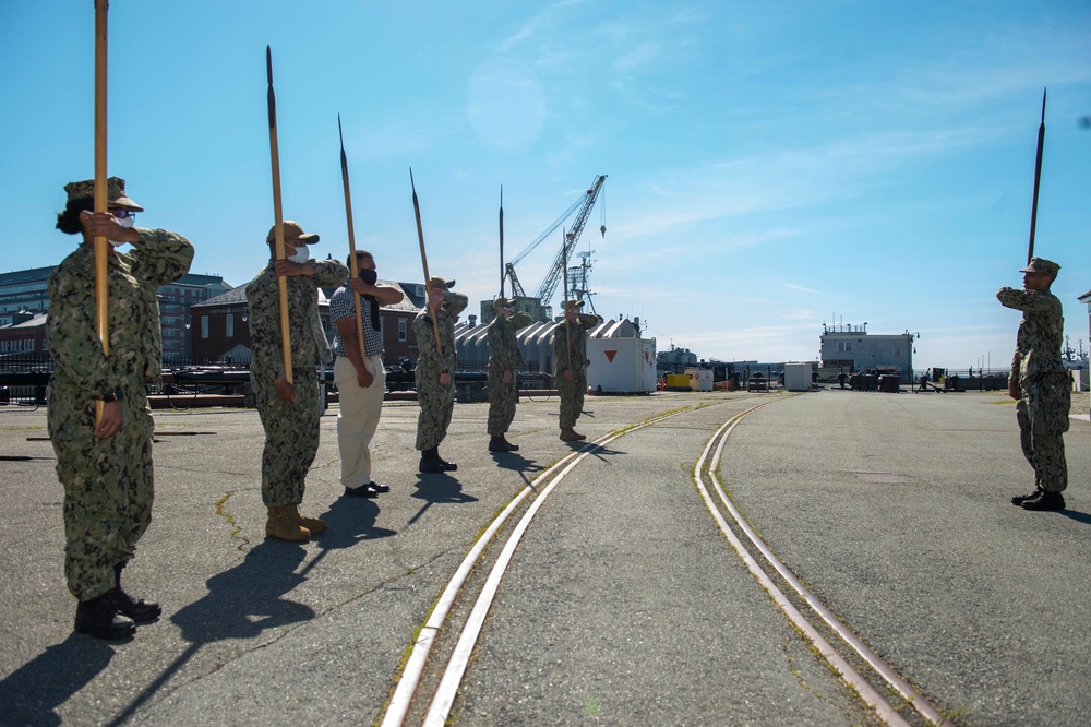 Sailors Assigned to USS Constitution Practice Pike Drills