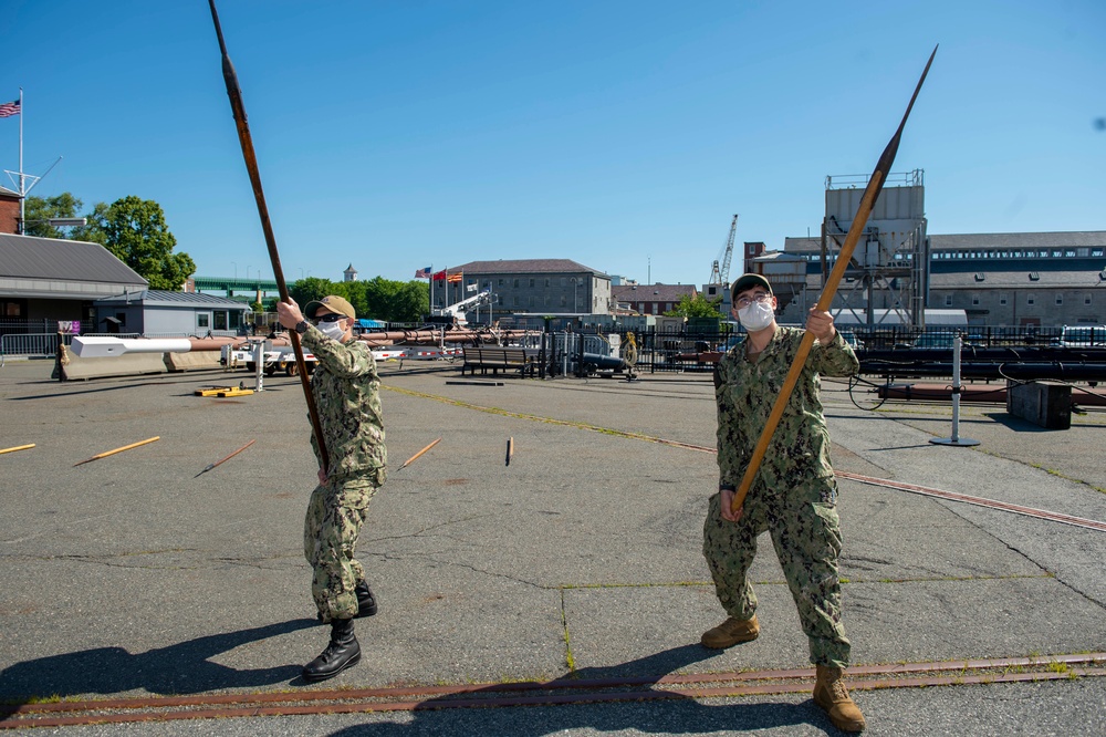 Sailors Assigned to USS Constitution Practice Pike Drills